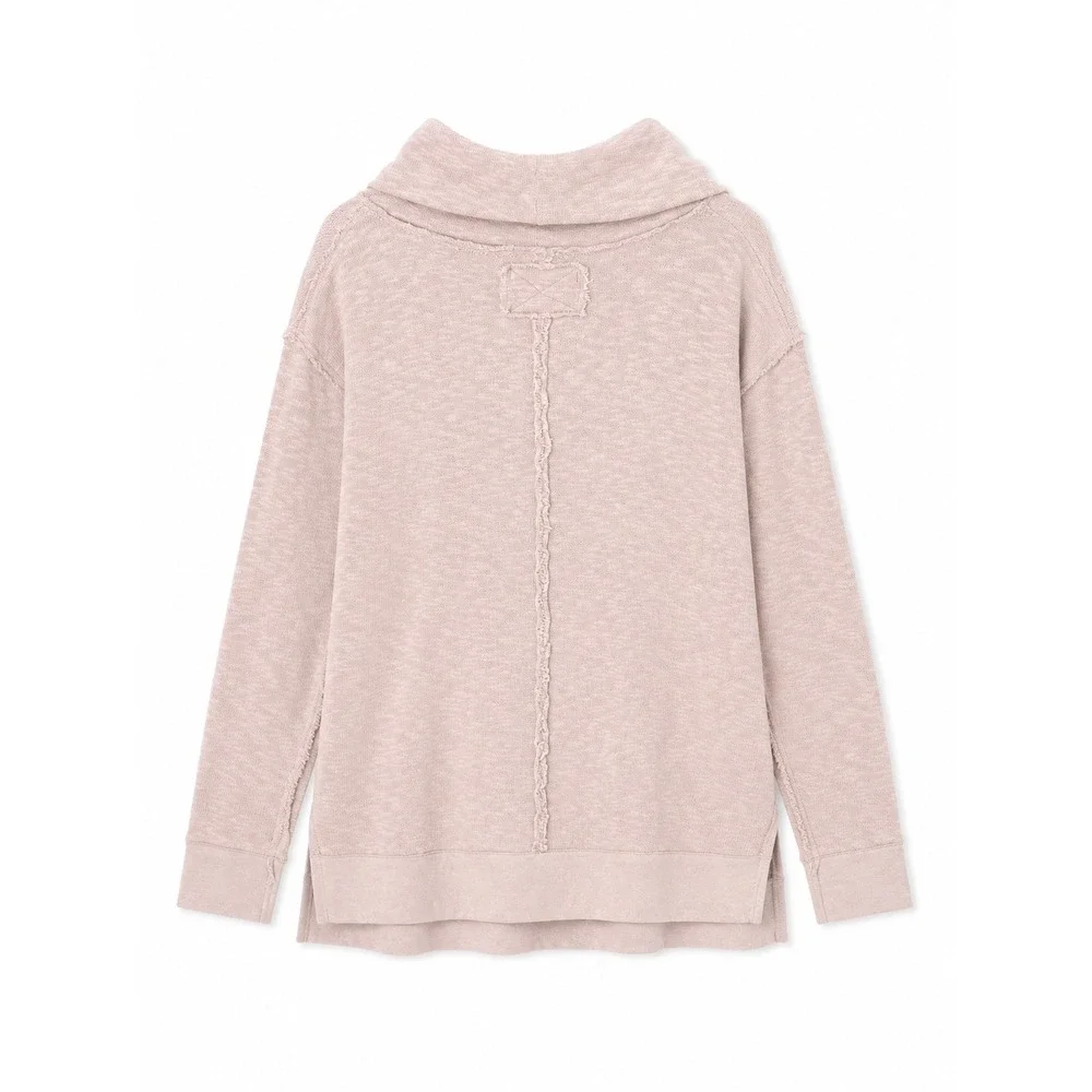 Free People We The Free Ottoman Slouchy Tunic Cowl Neck Sweater Pink‎ Large NWT